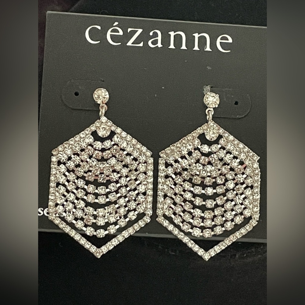 Cezanne Silver Crystal Rhinestone Statement Earrings